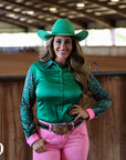 HOT SHOT LEOPARD SATIN PERFORMANCE RODEO SHIRT