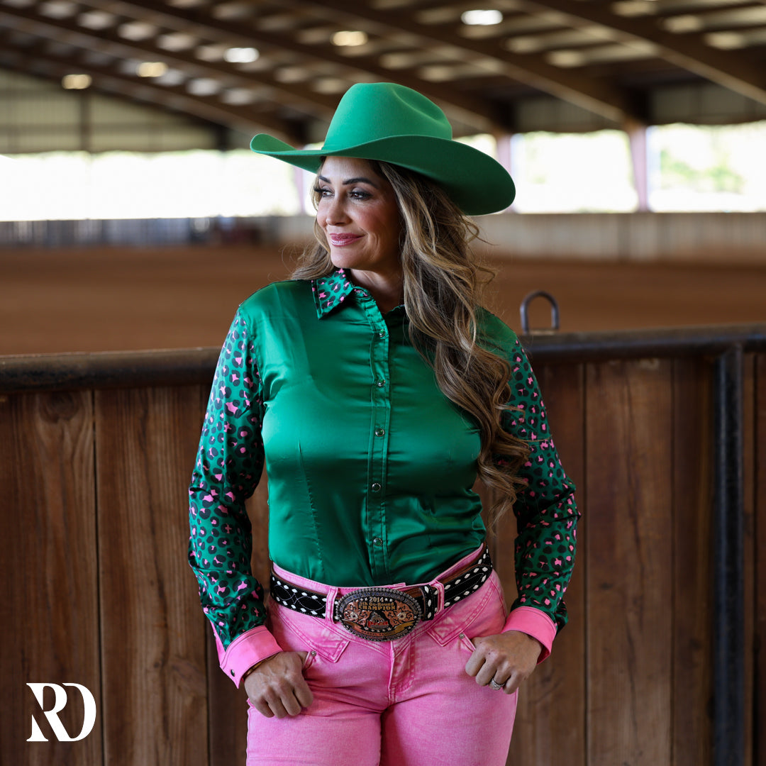 HOT SHOT LEOPARD SATIN PERFORMANCE RODEO SHIRT