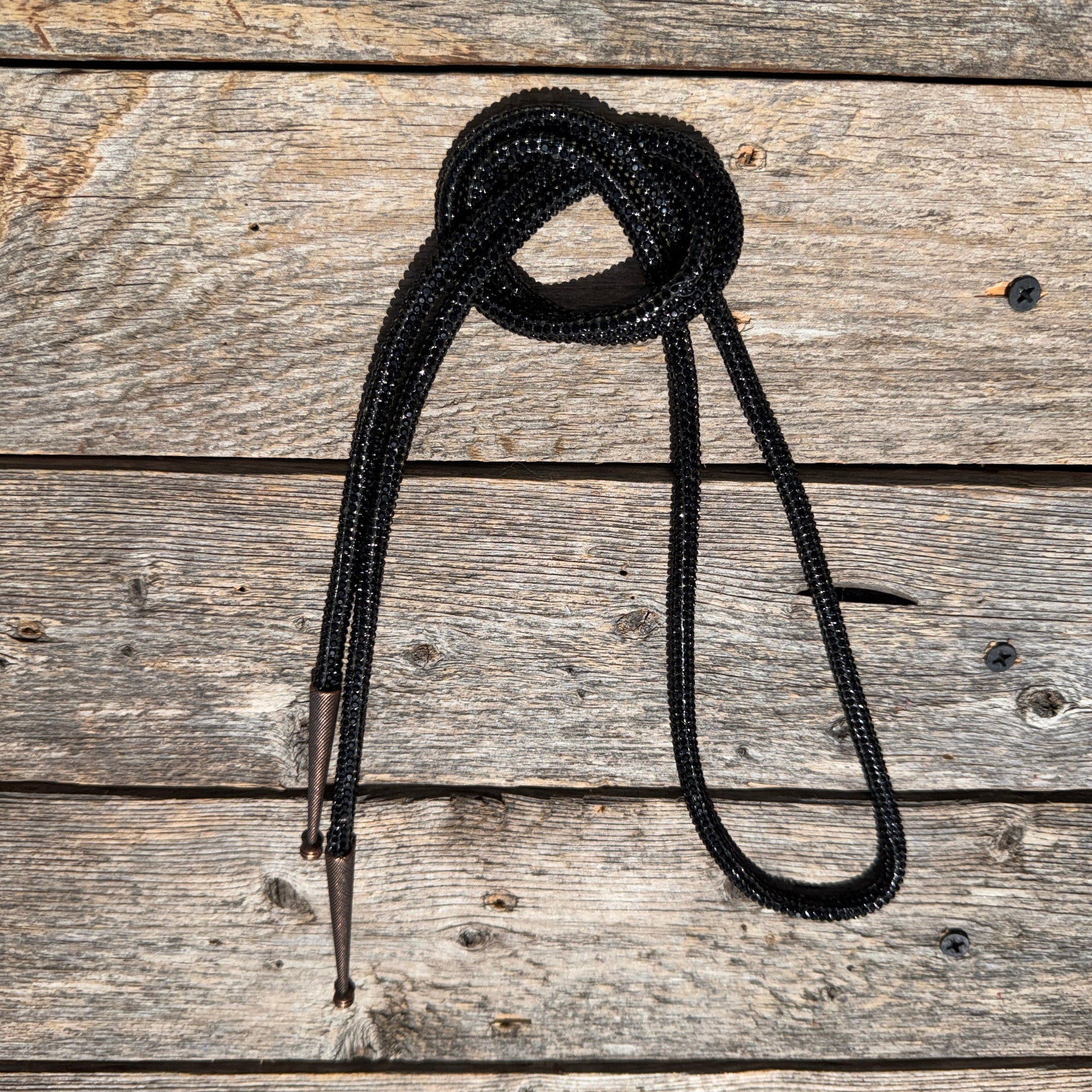 Black Rhinestone Western Bolo Tie 