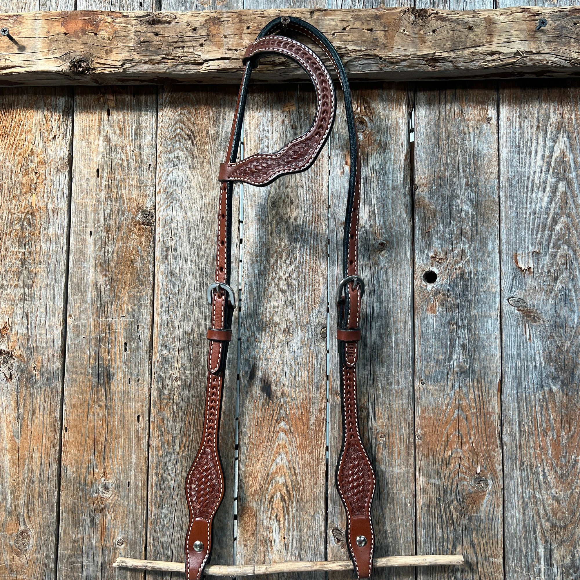 Basketweave Medium Oil One Ear Headstall / Bridle