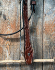 Floral V Browband Medium Oil Headstall / Bridle