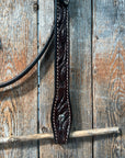 Floral V Browband Dark Oil Headstall / Bridle