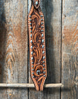 Light Oil Floral Tooled Silver Buckstitching & Dots One Ear Headstall / Bridle
