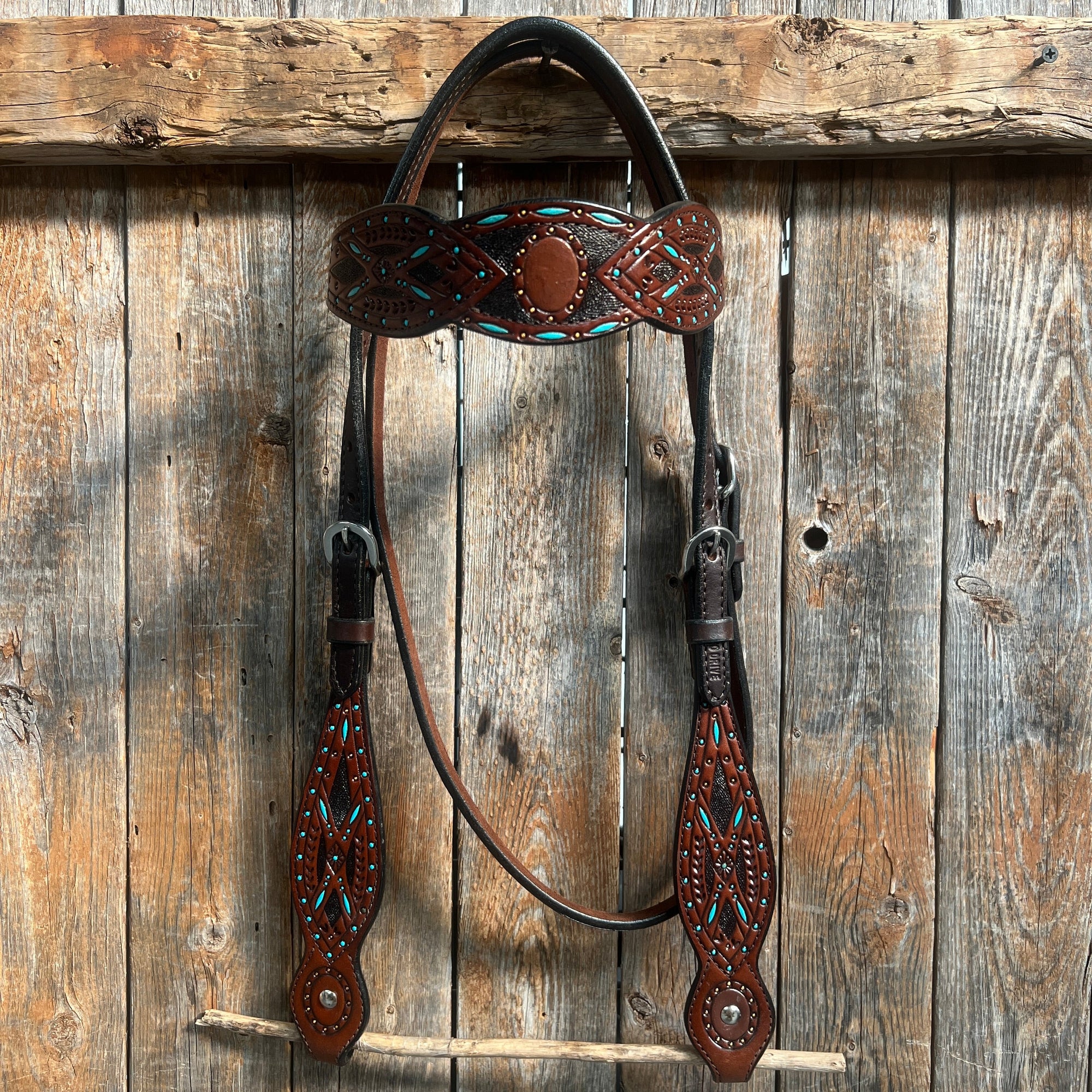 Hand Painted Two Tone Browband Headstall/Bridle 