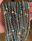 Mixed Turquoise & Spiny Oyster Heishi Necklace – 19”