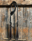 Dark Oil Basketweave Buckstitch Tooled One Ear Headstall / Bridle