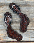 Dark Oil Whipstitch Copper Flower Spur Straps - Copper Flower 
