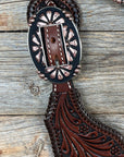 Dark Oil Whipstitch Copper Flower Spur Straps - Copper Flower 