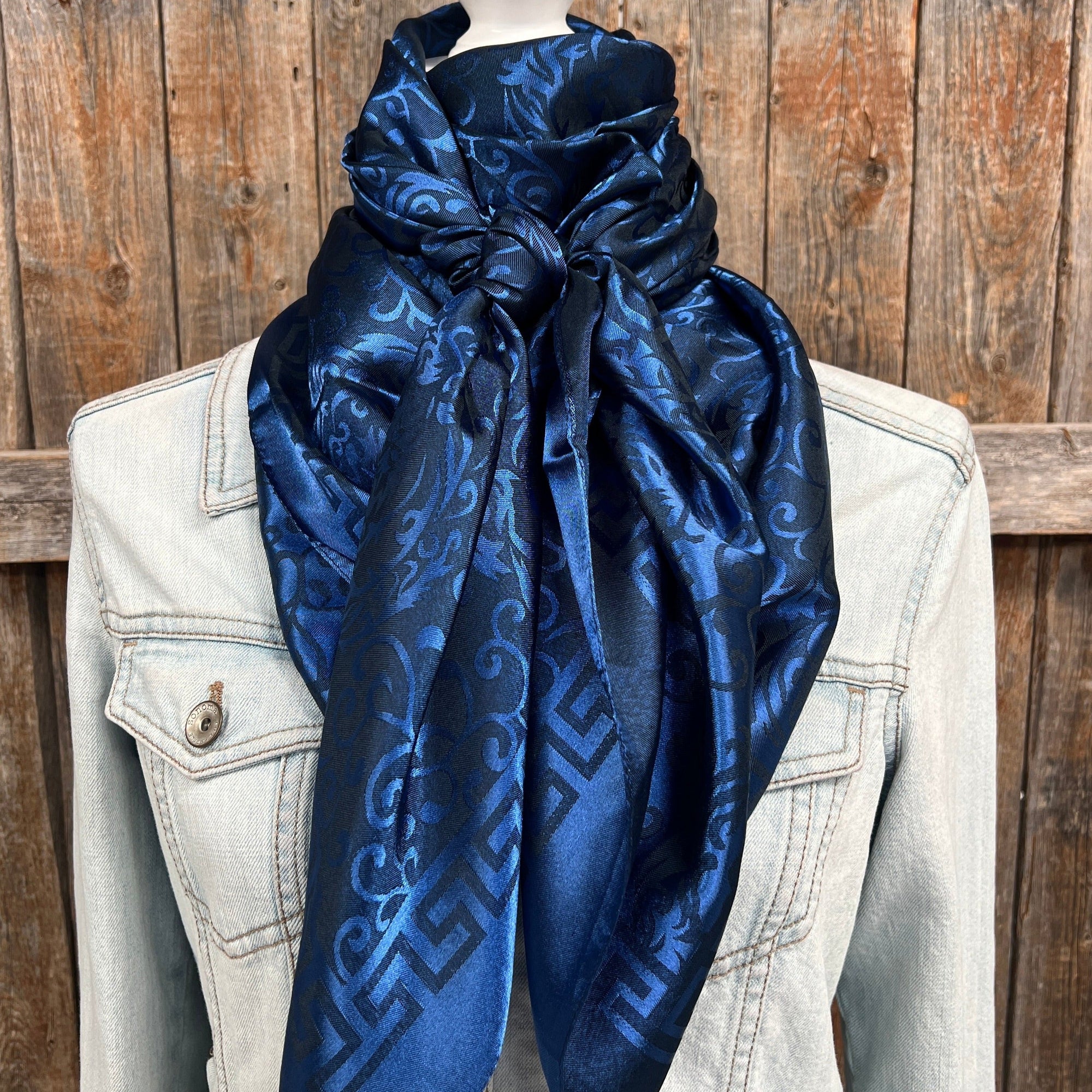 42X42" Cobalt Jacquard XL Wild Rag / Scarf WR3724