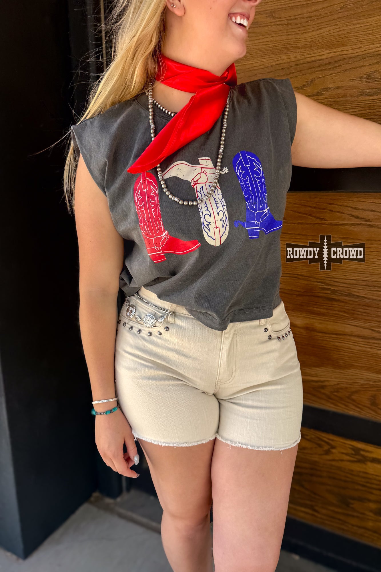 Red, White &amp; Boots Tank