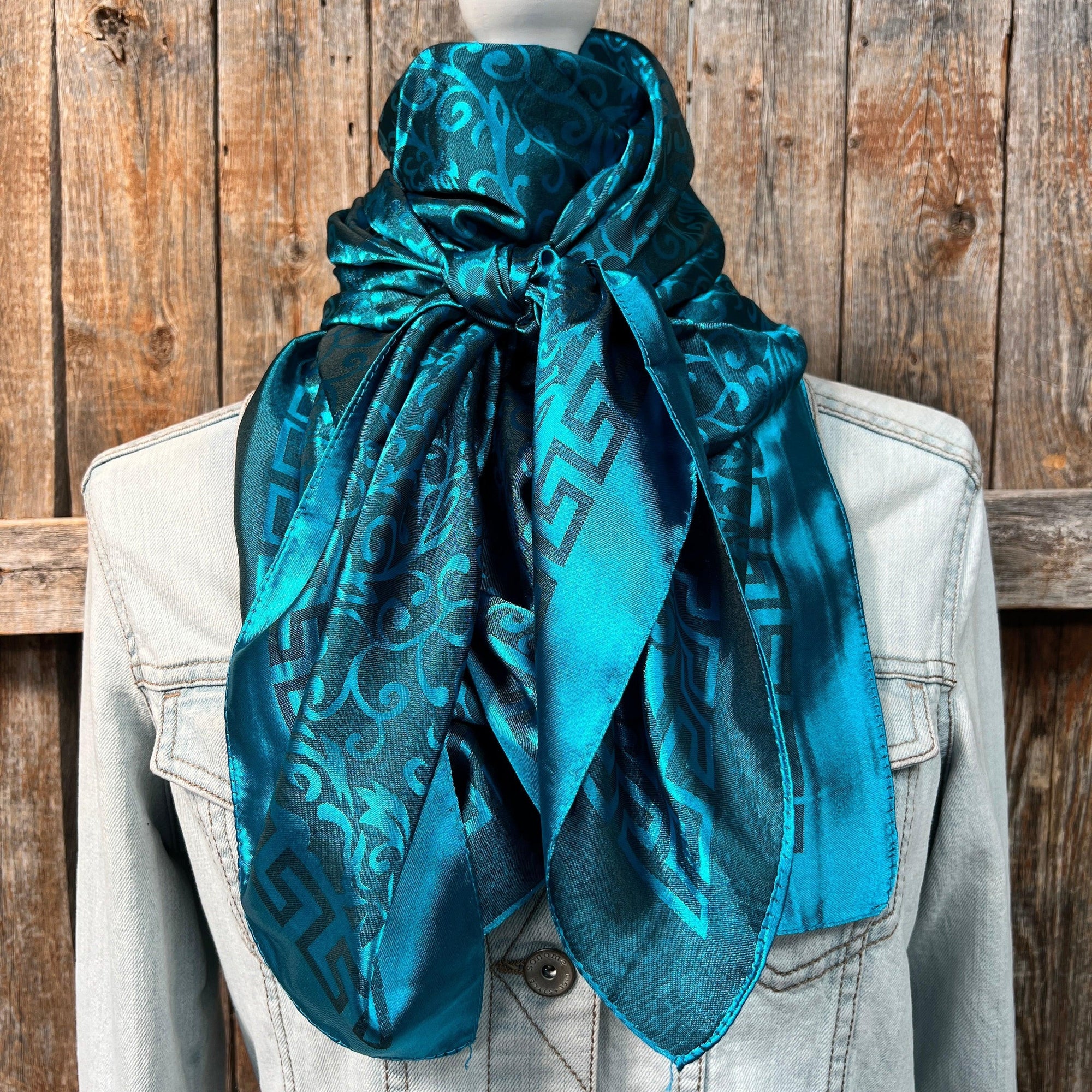 42X42"  Teal Jacquard XL Wild Rag / Scarf WR4202