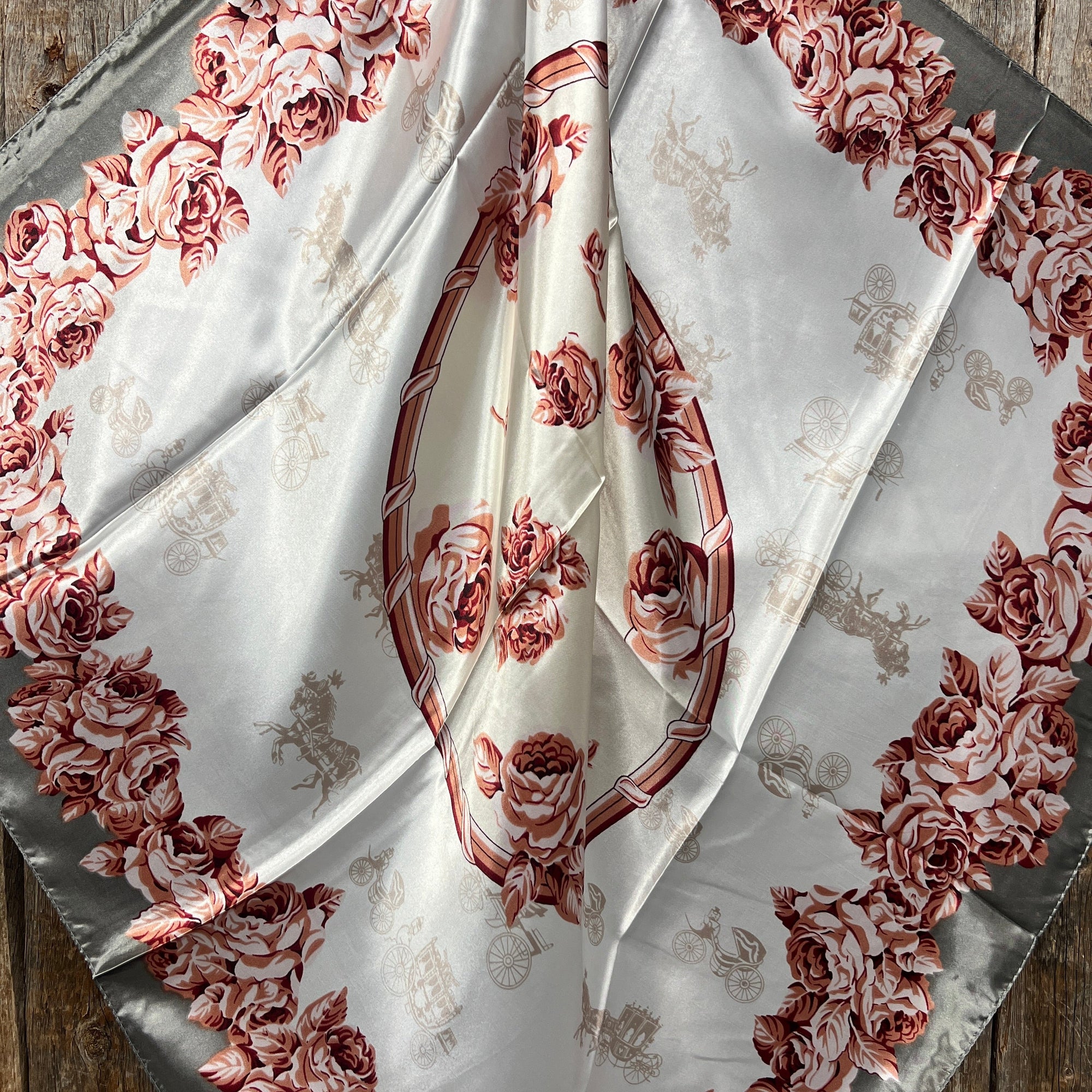 35X35" Grey &amp; Pink Floral Wild Rag / Scarf - W132L Slide WRC852B
