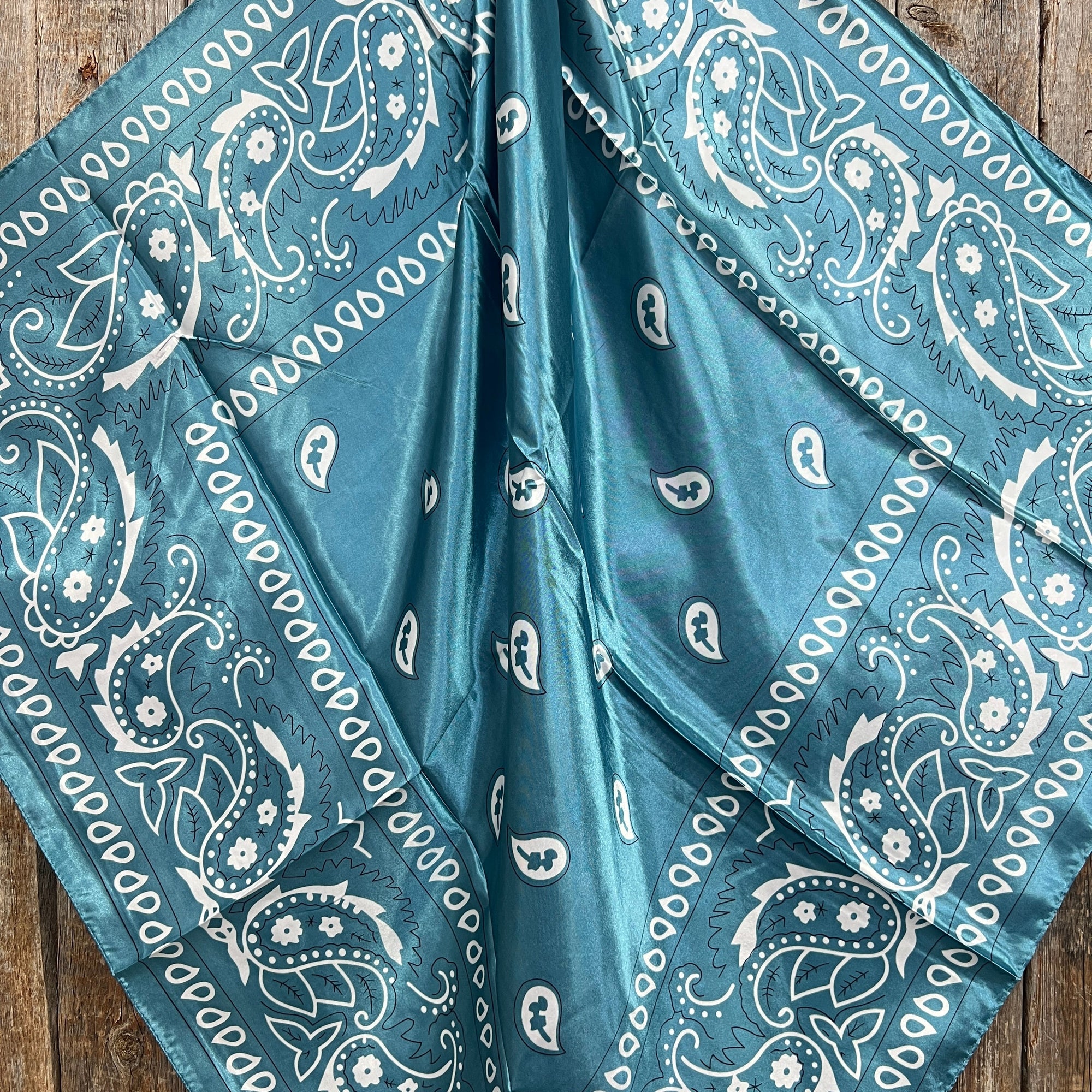 35X35"  Blue &amp; White Paisley Wild Rag / Scarf WR3414