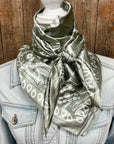 35X35"  Sage & White Paisley Wild Rag / Scarf WR3413