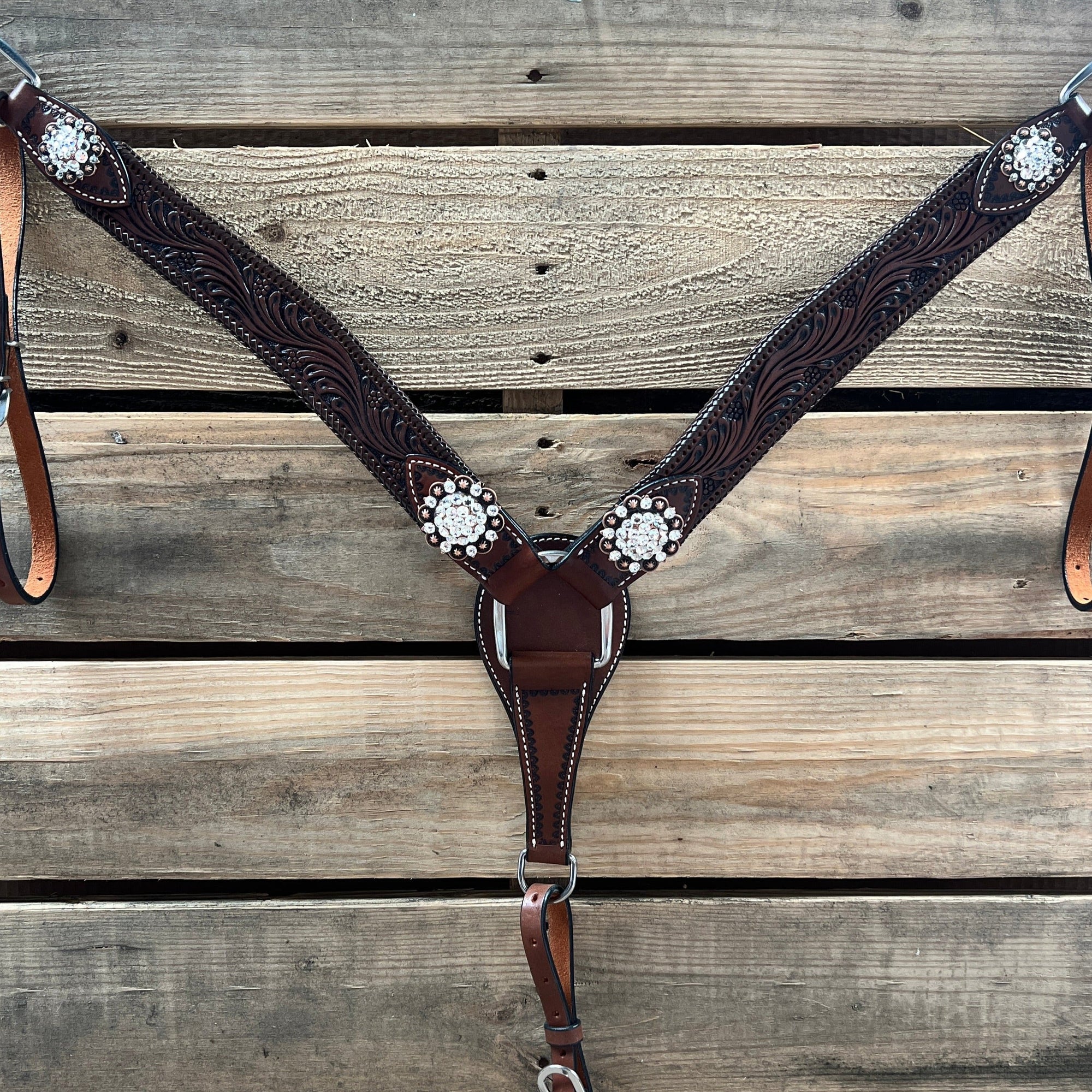 Dark Oil Braid Copper Clear Browband Tack Set  