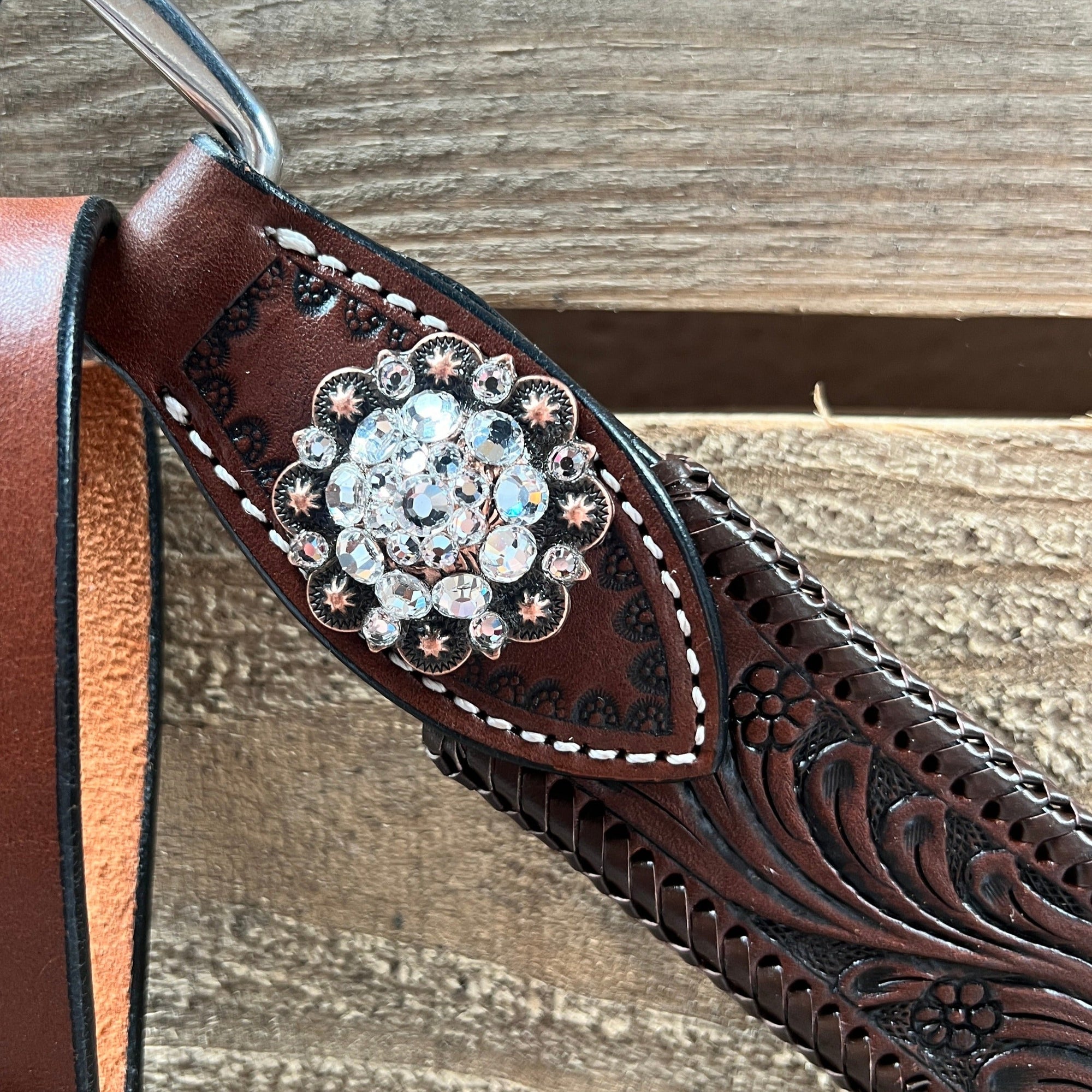 Dark Oil Braid Copper Clear Browband Tack Set  