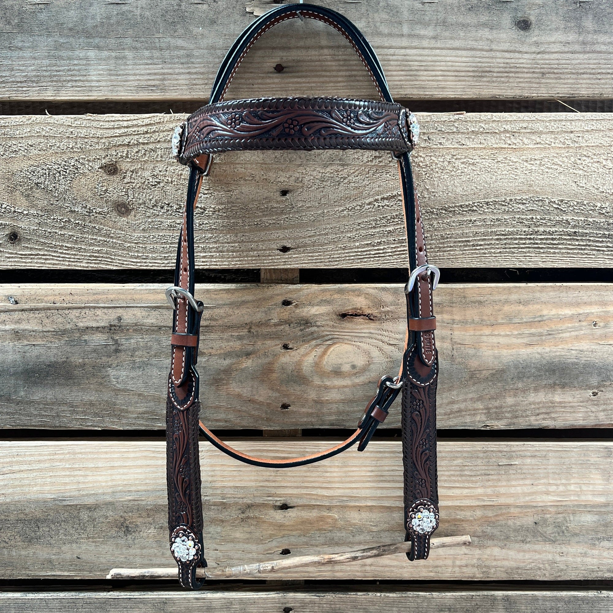 Dark Oil Braid Copper Clear Browband Tack Set  