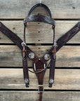 Dark Oil Braid Texas Star Browband Tack Set  