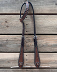 Two Tone Honeycomb Copper Dot Jet, Champagne and Topaz Browband / Breastcollar Tack Set 