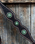Dark Oil Honeycomb Copper Dot Copper and Fern Browband / Breastcollar Tack Set 