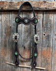 Dark Oil Honeycomb Copper Dot Copper and Fern Browband / Breastcollar Tack Set 