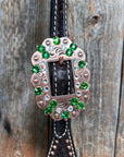 Dark Oil Honeycomb Copper Dot Copper and Fern Browband / Breastcollar Tack Set 