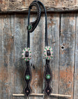 Dark Oil Honeycomb Copper Dot Copper and Fern Browband / Breastcollar Tack Set 