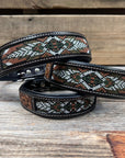 Green and Tan Beaded Dog Collar 