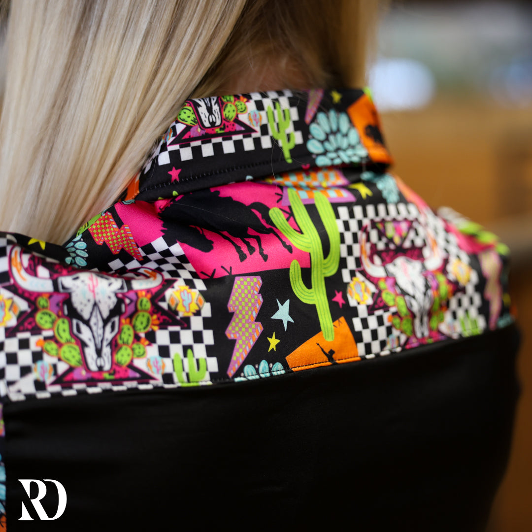 WESTERN NEON SATIN PERFORMANCE RODEO SHIRT