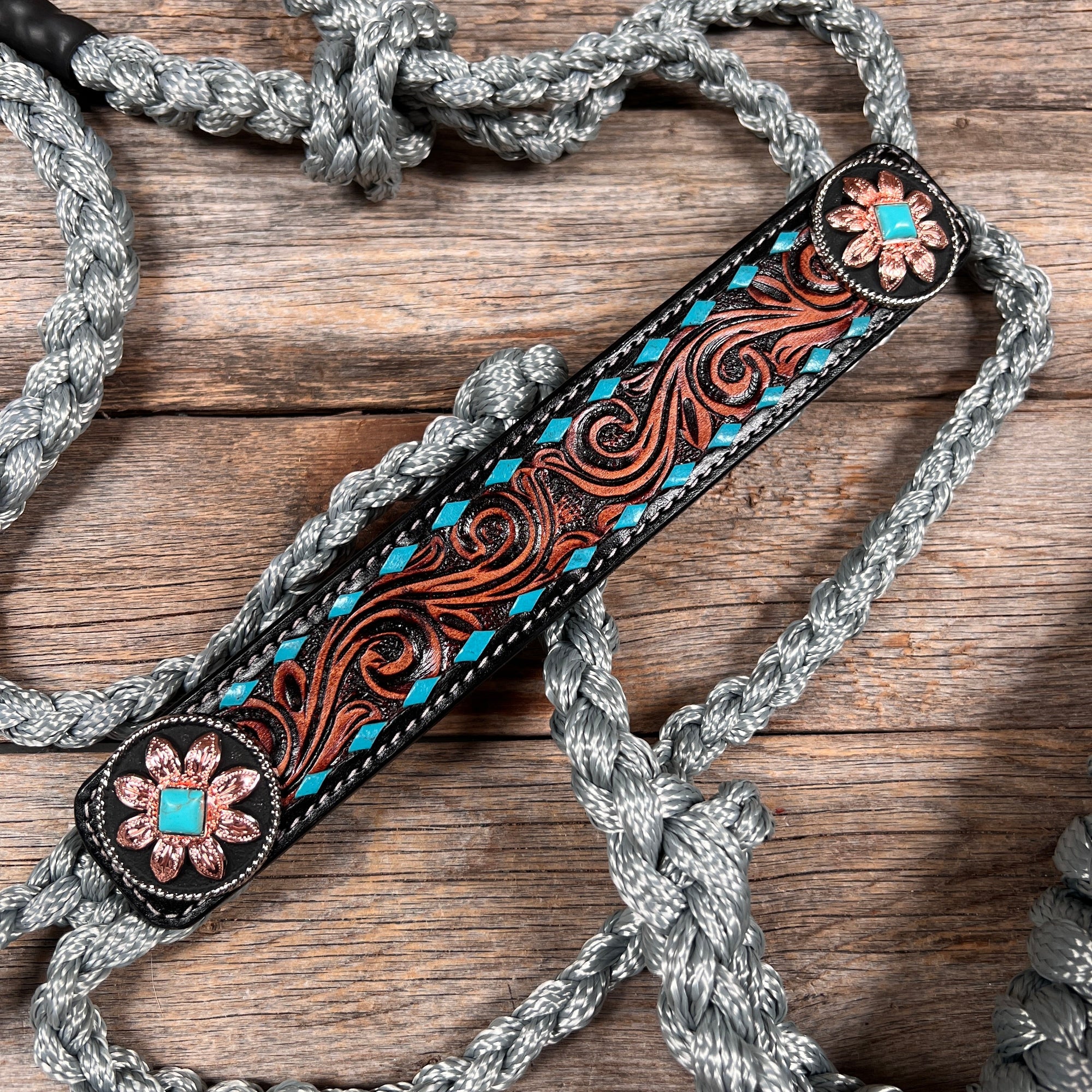 Grey Mule Tape Halter - Turquoise Sunflower 