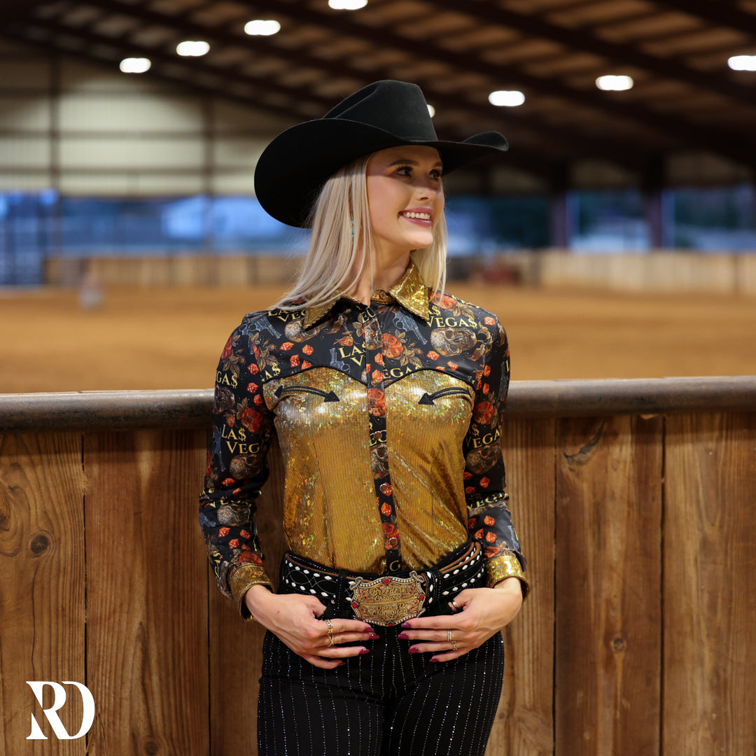 VEGAS HEAT SPARKLE PERFORMANCE RODEO SHIRT