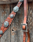 Medium Oil Floral Western Starburst Browband / Breastcollar Tack Set  