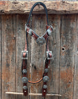 Medium Oil Floral Western Starburst Browband / Breastcollar Tack Set  