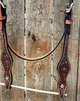 Medium Oil Floral and Teal Dot Browband / One Ear Headstall and Breastcollar Tack Sets
