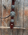 Medium Oil Floral Western Starburst Browband / Breastcollar Tack Set  
