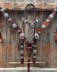 Medium Oil Floral Western Starburst Browband / Breastcollar Tack Set  