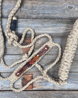 Tan Mule Tape Halter - Brown Roses 