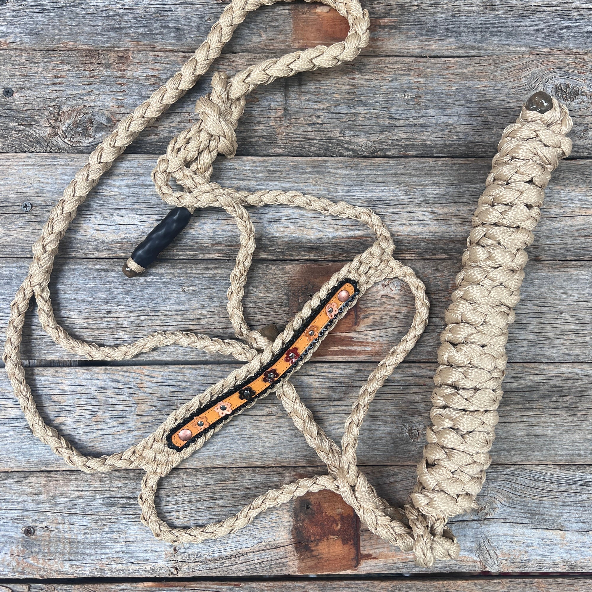 Tan Mule Tape Halter - Multicolored Flowers 