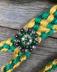 Green and Gold Mule Tape Halter - Fern and Clear 