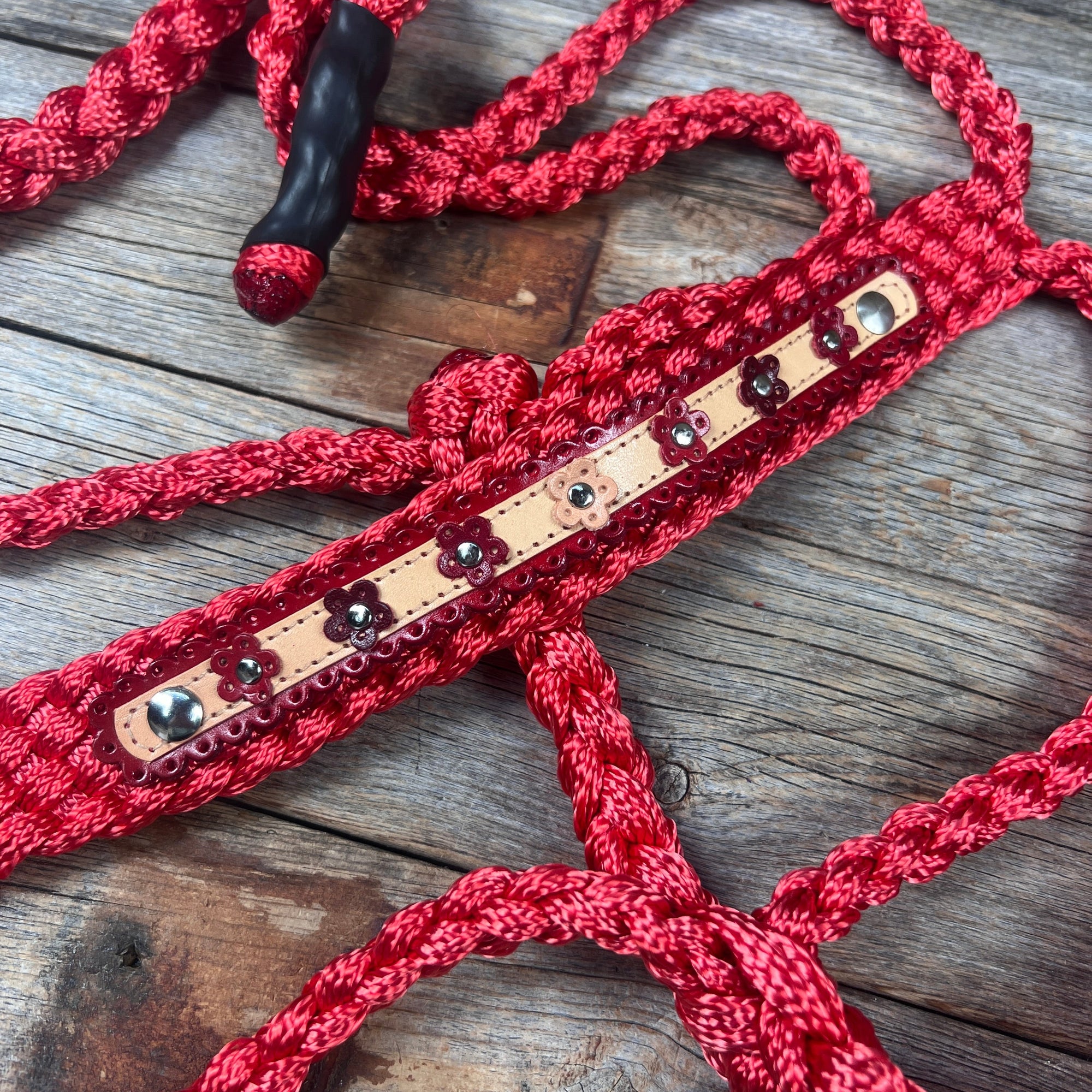 Red Mule Tape Halter - Multicolored Flowers 