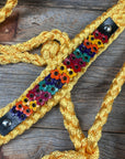 Gold Mule Tape Halter - Multicolored Flowers 