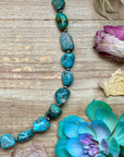 Blue Turquoise Nugget Necklace – Sterling Silver – 24”
