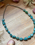 Blue Turquoise Nugget Necklace – Sterling Silver – 24”