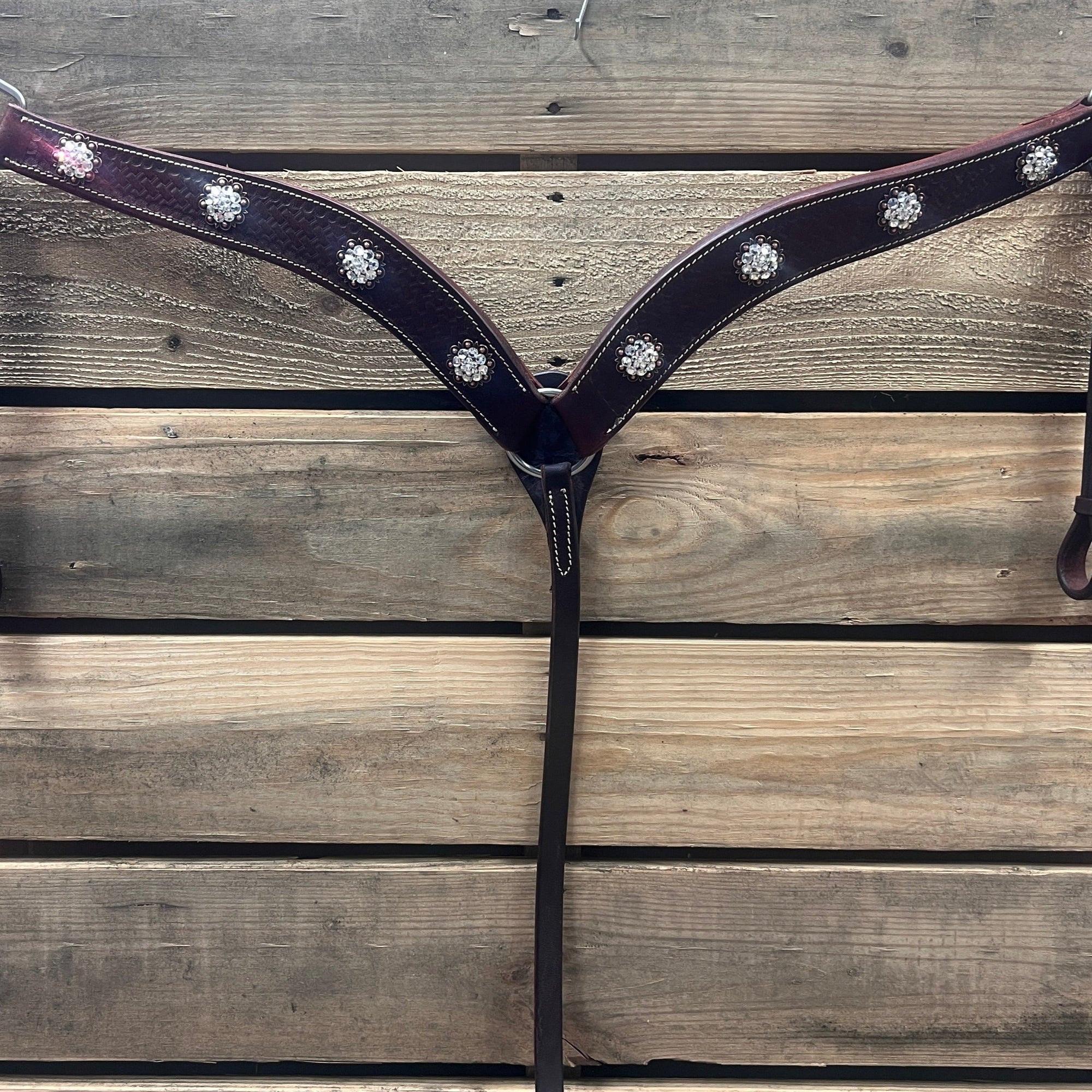 Heavy Dark Oil Basketweave Copper Clear Breastcollar 