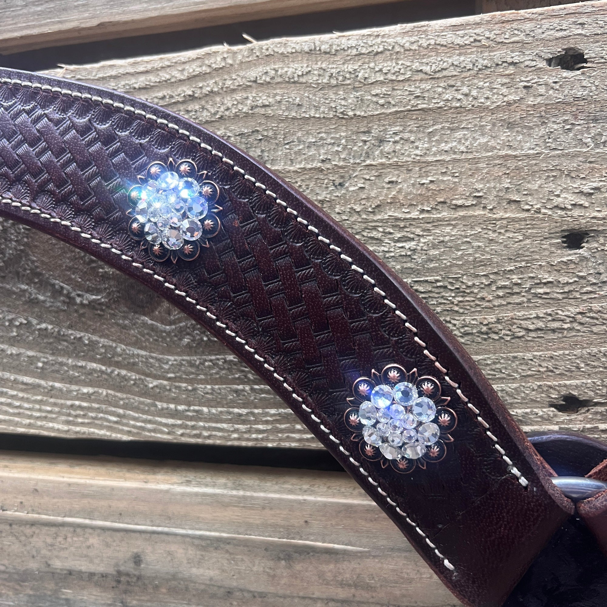 Heavy Dark Oil Basketweave Copper Clear Breastcollar 