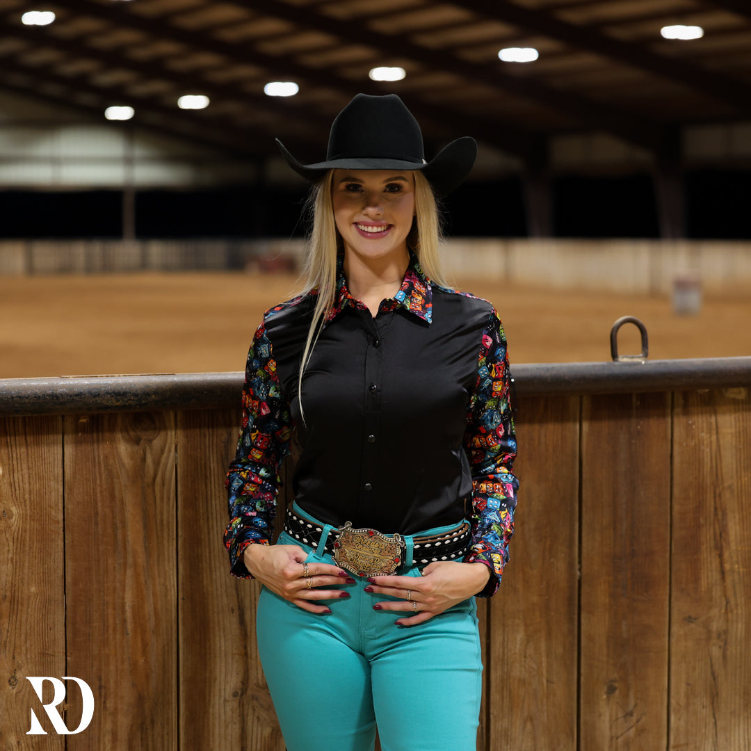 DICE ROLL SATIN PERFORMANCE RODEO SHIRT