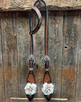 Two Tone Leaf White Browband/One Ear Headstall & Breastcollar Tack Set 