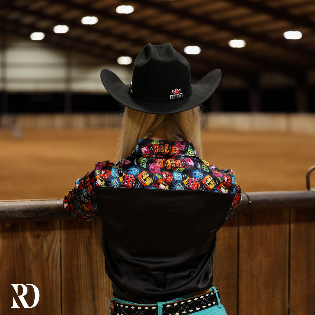 DICE ROLL SATIN PERFORMANCE RODEO SHIRT