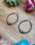 Sterling Silver Pearl Hoop Earrings - 8 mm in the middle