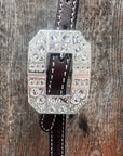 Dark Oil Basketweave Clear Browband/One Ear Tack Set  